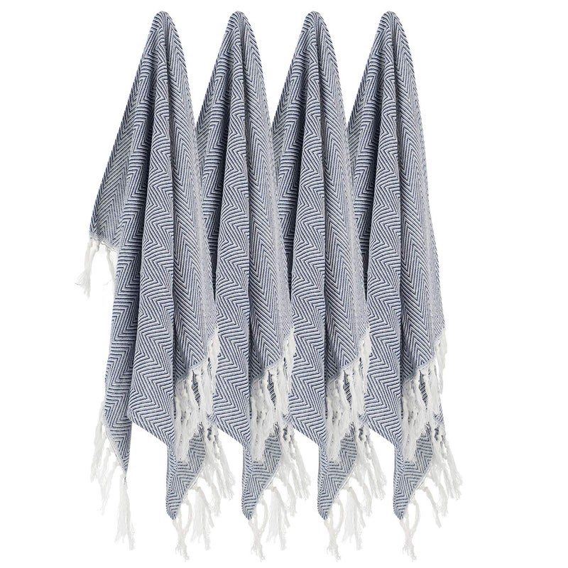 Lifaith 100% Cotton Hand Face Head Guest Gym Towel Set Washcloth Kitchen Tea Towel Dish Cloth Set of 4 Black - Image 1
